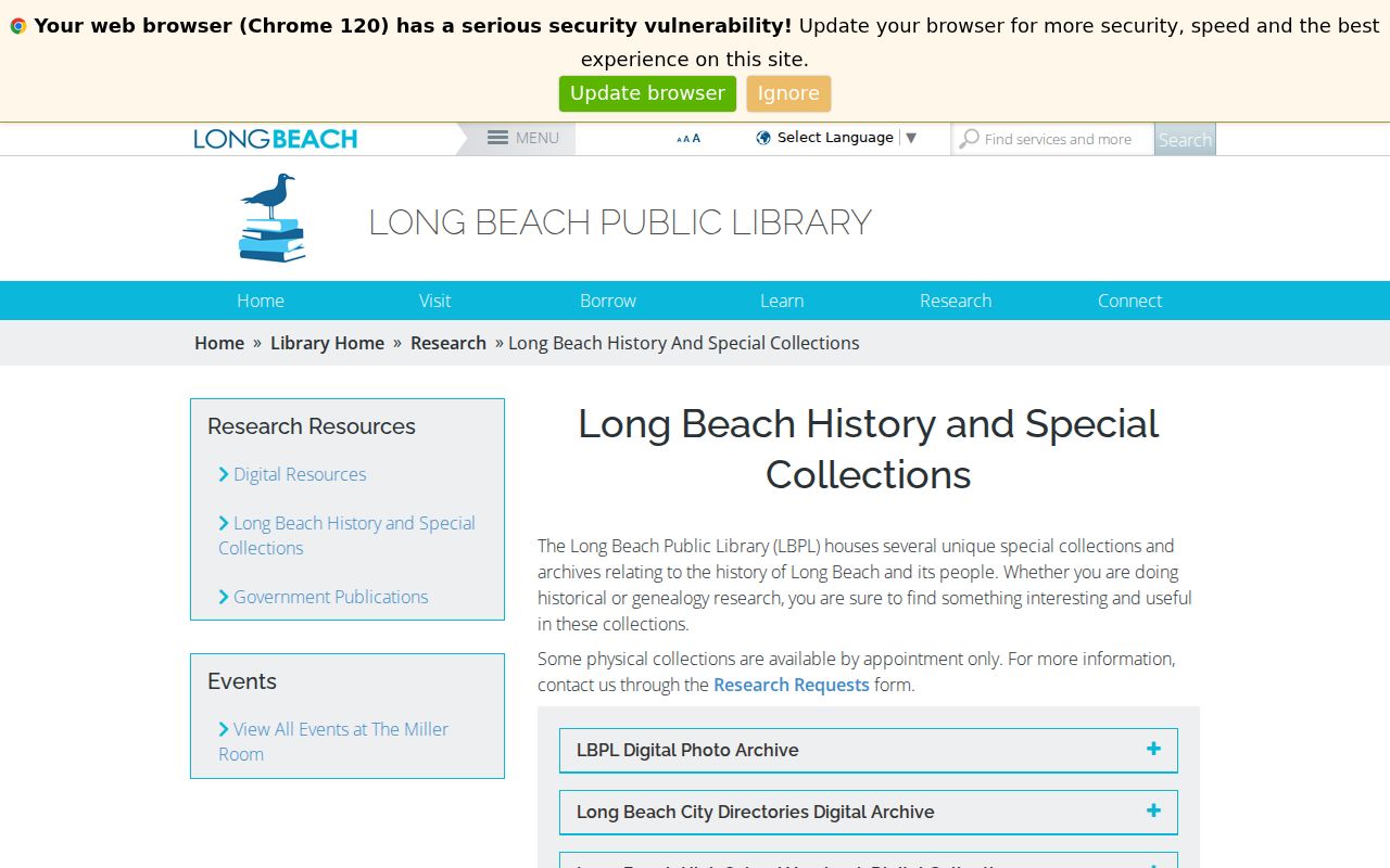 Long Beach city directory library history collections