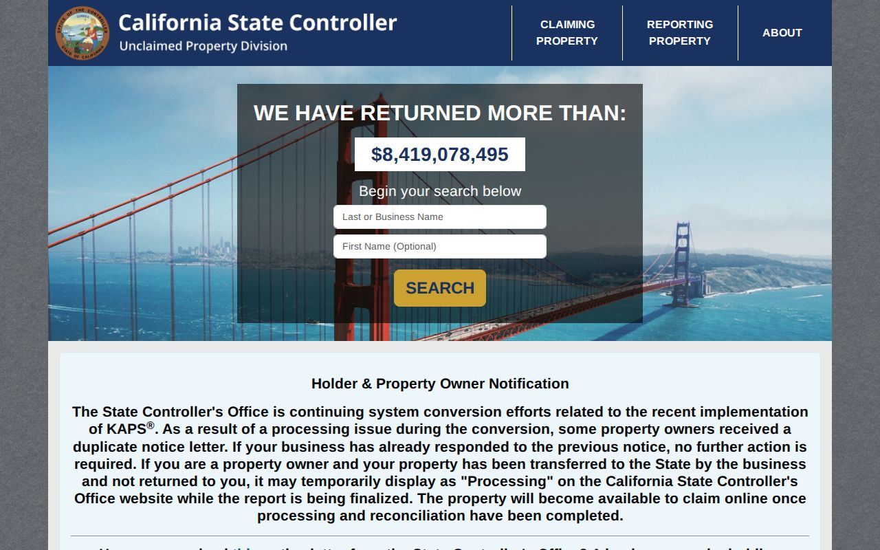 Long Beach residents directory California unclaimed property search
