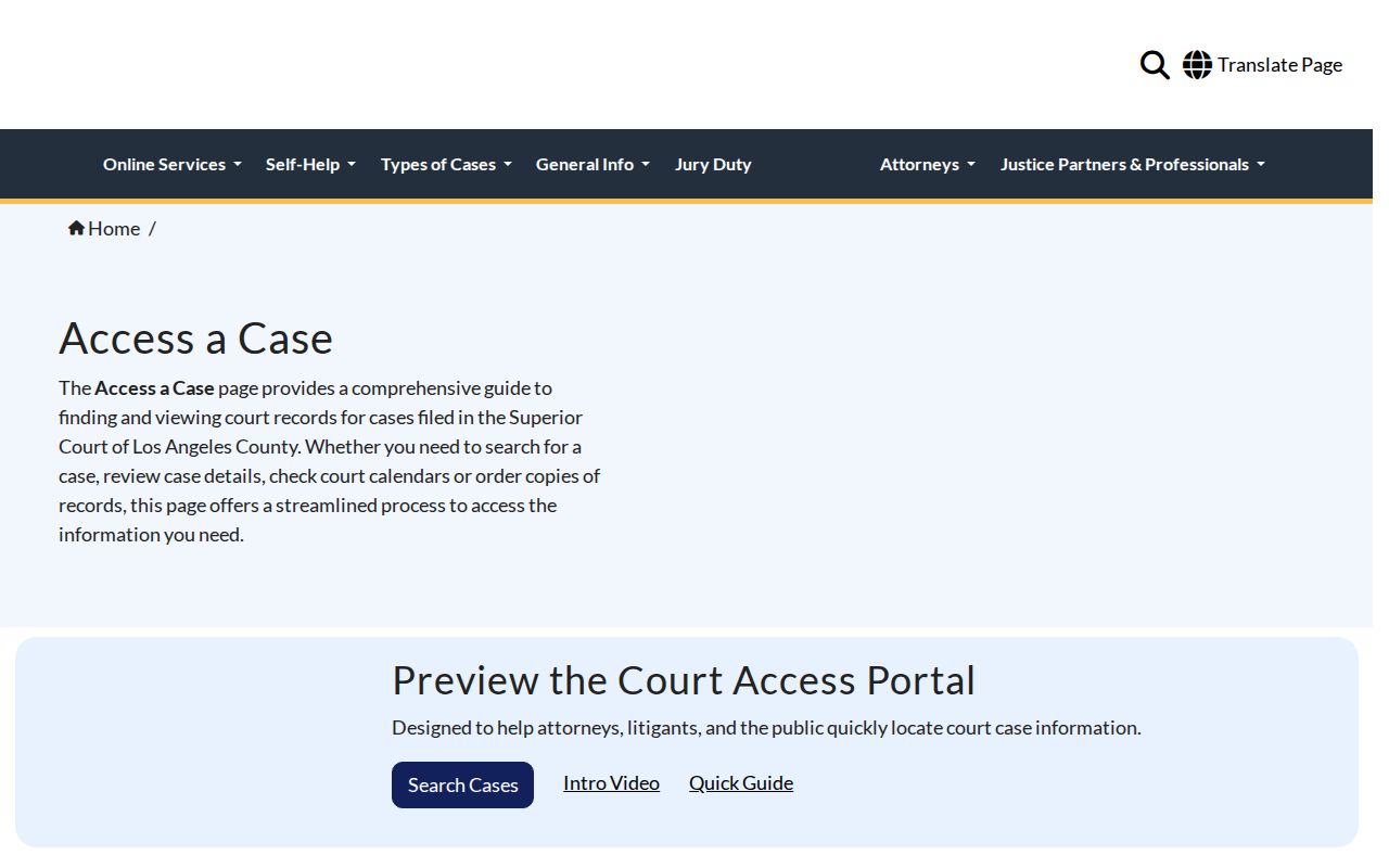 Long Beach residents directory Los Angeles Superior Court case access