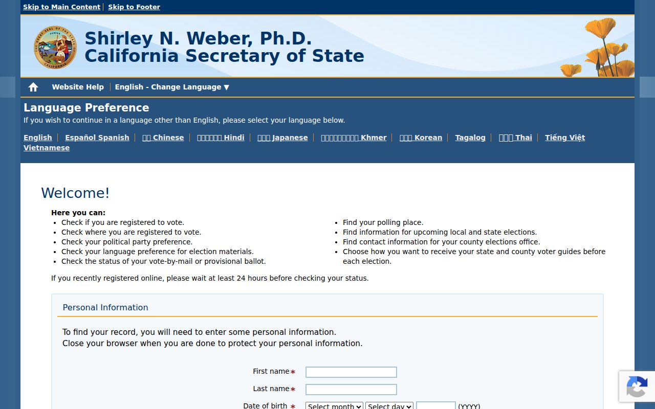 Long Beach residents directory California voter status lookup